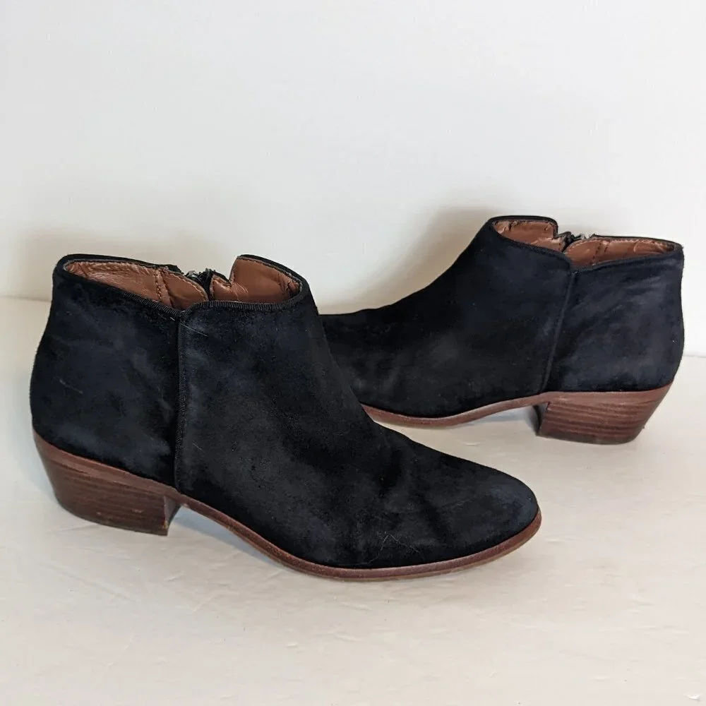 Sam Edelman‎ Western Petty Suede Boot Black Leather Boho Stagecoach 7.5